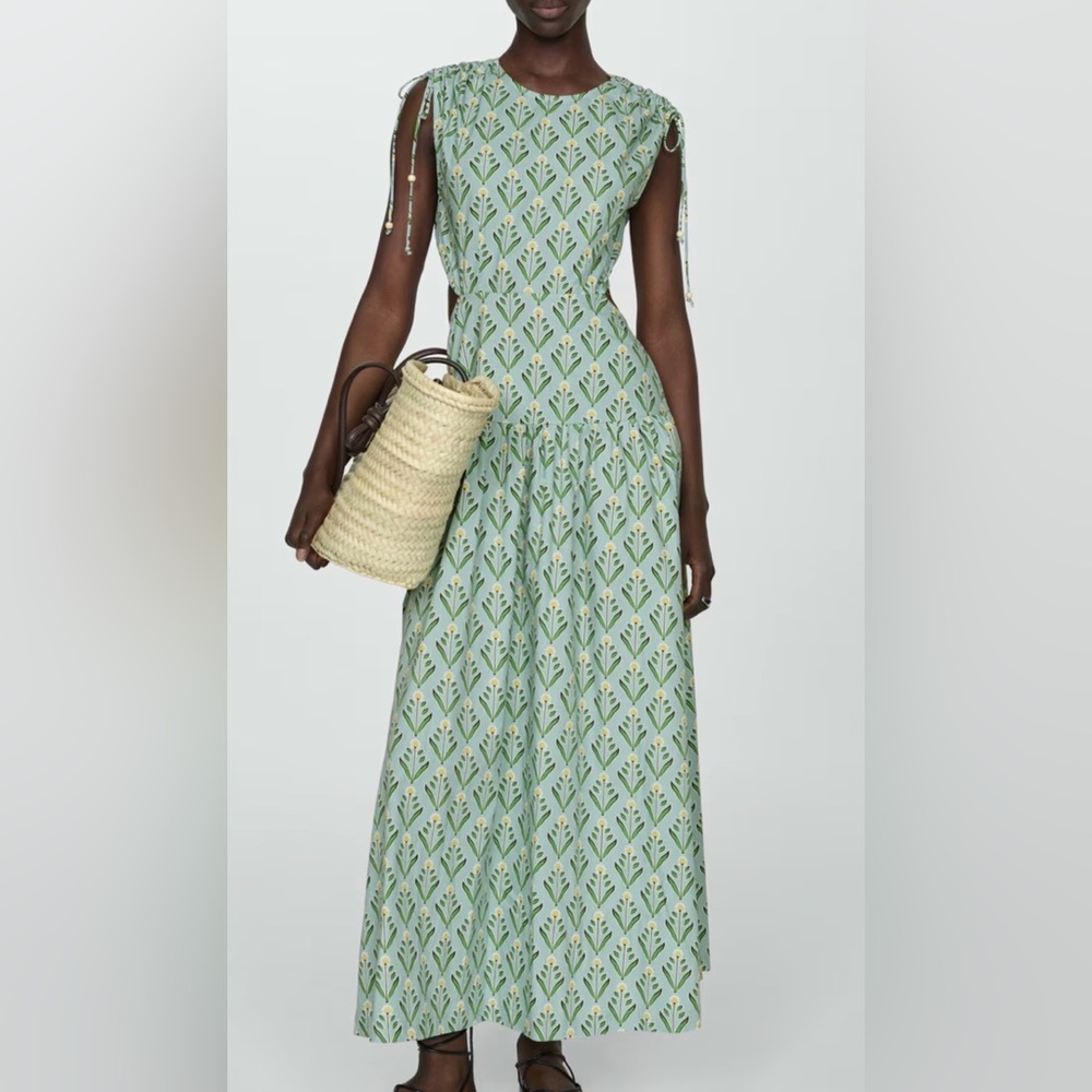 Mango Green Patterned Maxi Dress